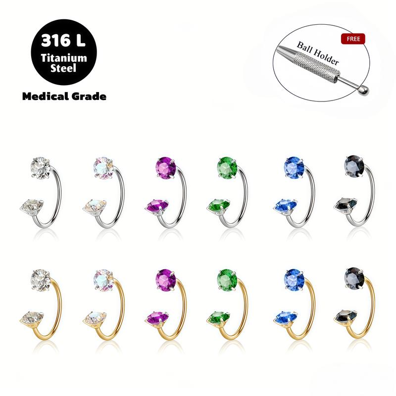 Gemstone Horseshoe Nose Rings