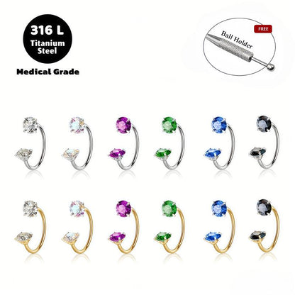 Gemstone Horseshoe Nose Rings