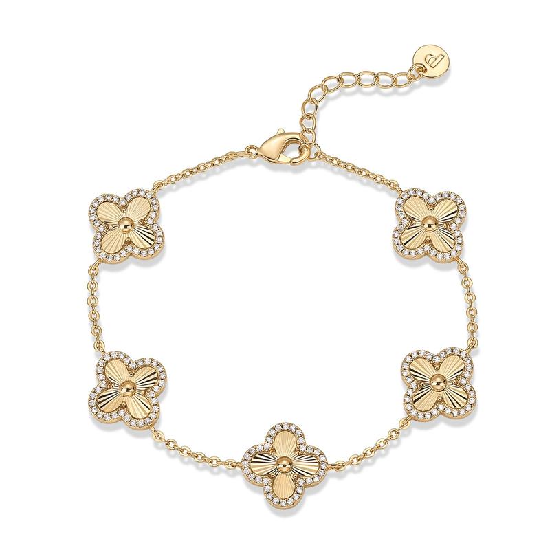 PAVOI 14K Gold Plated Lucky Clover Bracelet – Cubic Zirconia
