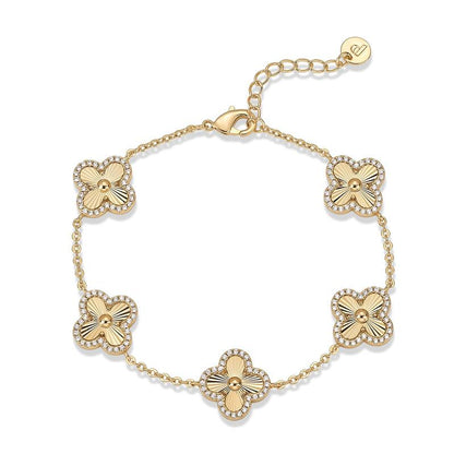 PAVOI 14K Gold Plated Lucky Clover Bracelet – Cubic Zirconia