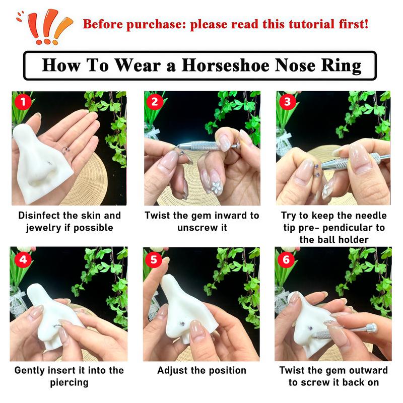 Gemstone Horseshoe Nose Rings